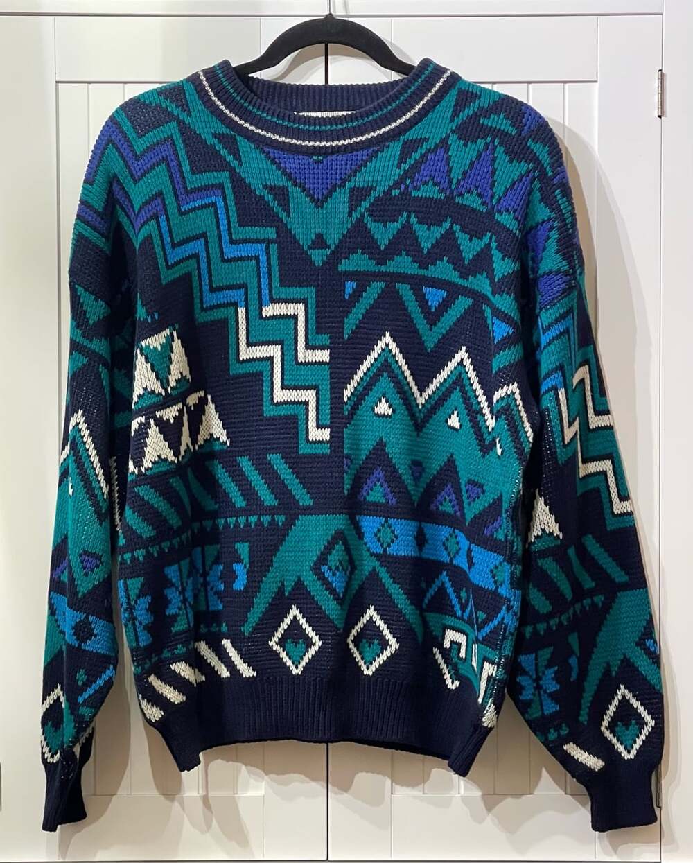 Vintage McGregor Geometric Abstract Pattern Crewneck Knit Sweater Large